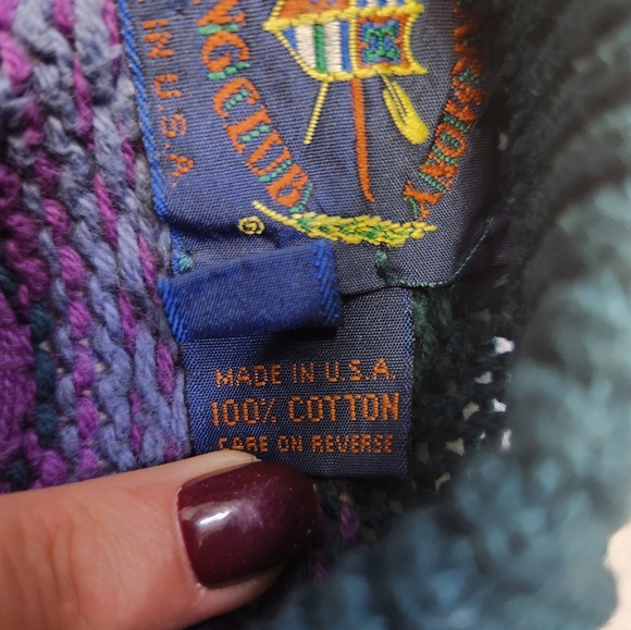 Vintage grandpa Lake Harmony Rowing Club sweater 100% cotton made in U.S.A. - Picture 3 of 4